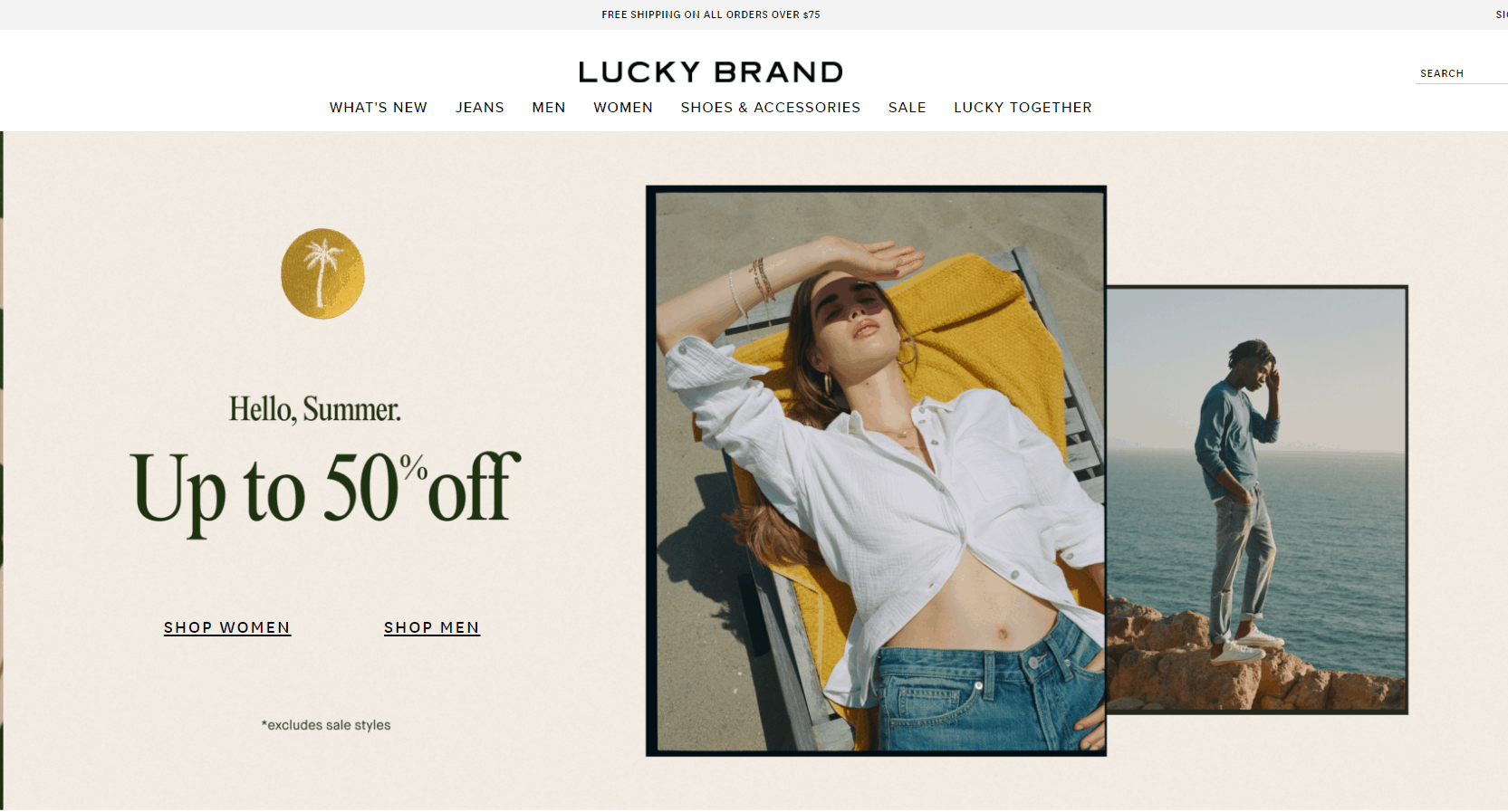 Lucky Brand优惠码2024 luckybrand美国官网夏季大促精选服饰低至5折促销满额免邮